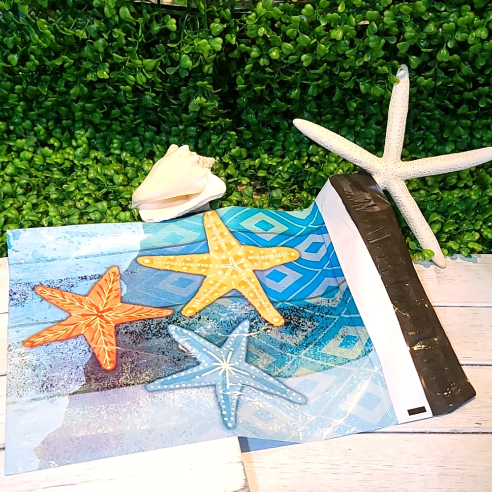 20 Poly Mailers 10 x 13 Star Fish Design Self Sealing NWT